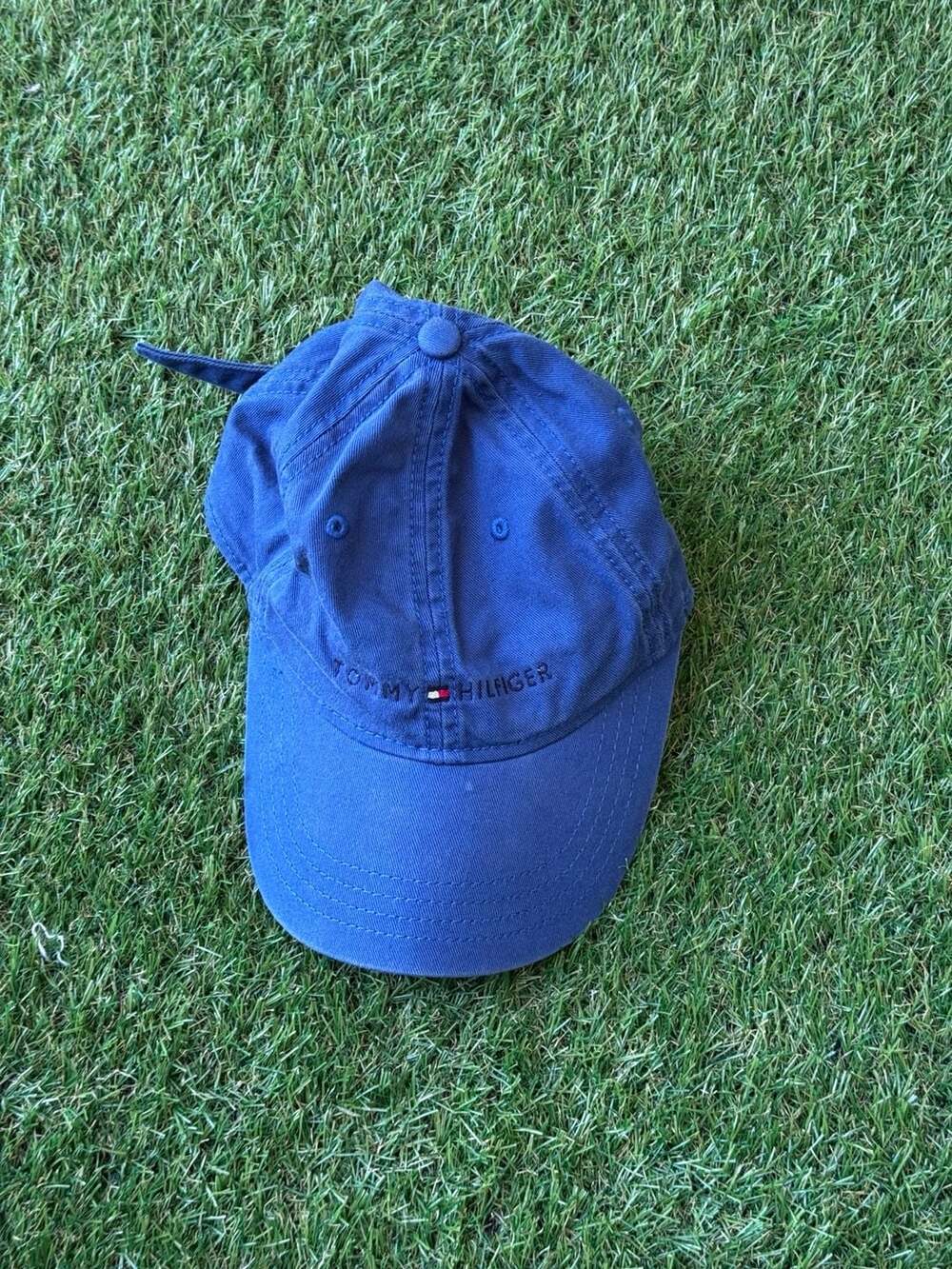 Tommy Hilfiger Blue Cotton Twill Embroidered Logo Adjustable Dad Hat